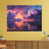 Surreal Dramatic Clouds With Fiery Sunset Canvas Afdruk (Insitu (Woonkamer))