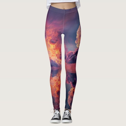 Surreal Dramatic Clouds With Fiery Sunset Leggings (Voorkant)