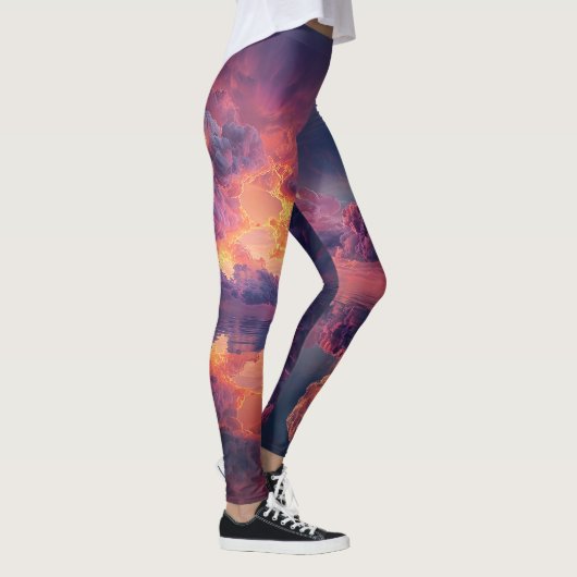 Surreal Dramatic Clouds With Fiery Sunset Leggings (Rechts)