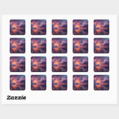 Surreal Dramatic Clouds With Fiery Sunset Vierkante Sticker (Vel)