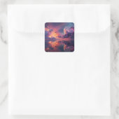Surreal Dramatic Clouds With Fiery Sunset Vierkante Sticker (Tas)