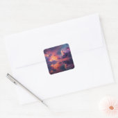 Surreal Dramatic Clouds With Fiery Sunset Vierkante Sticker (Envelop)