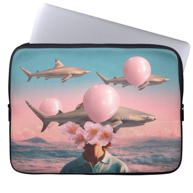 Surreal Dreamscape with Sharks and Balloons Laptop Sleeve (Voorkant)