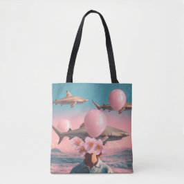 Surreal Dreamscape with Sharks and Balloons Tote Bag