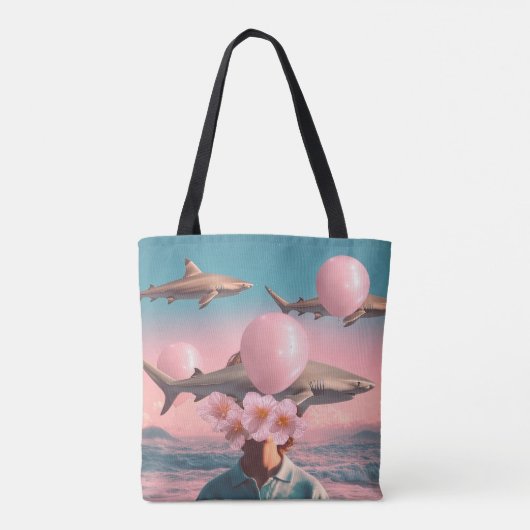 Surreal Dreamscape with Sharks and Balloons Tote Bag (Achterkant)
