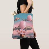 Surreal Dreamscape with Sharks and Balloons Tote Bag (Dichtbij)