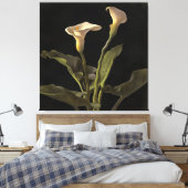 Surreal Easter Lilies op een zwarte achtergrond Canvas Afdruk (Insitu (Slaapkamer))