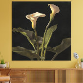Surreal Easter Lilies op een zwarte achtergrond Canvas Afdruk (Insitu (Woonkamer))