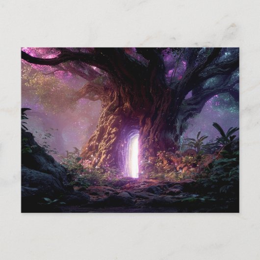 Surreal Enchanted Tree With Glowing Portal Briefkaart (Voorkant)