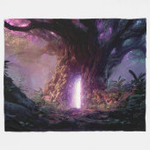 Surreal Enchanted Tree With Glowing Portal Fleece Deken (Voorkant (Horizontaal))