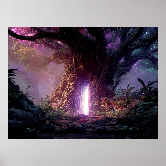 Surreal Enchanted Tree With Glowing Portal Poster (Voorkant)