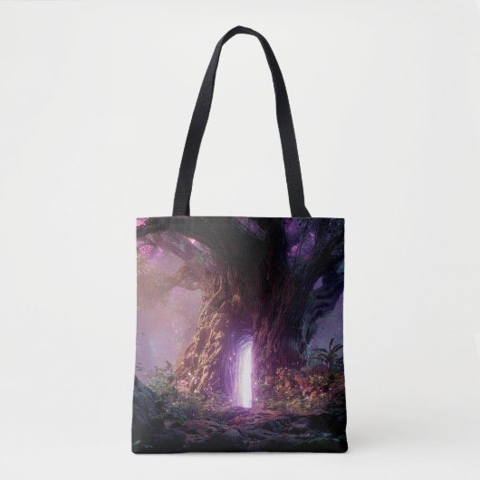 Surreal Enchanted Tree With Glowing Portal Tote Bag (Voorkant)