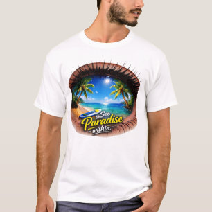 Surreal Eye Paradijs Strand Paddleboard Grafische T-shirt