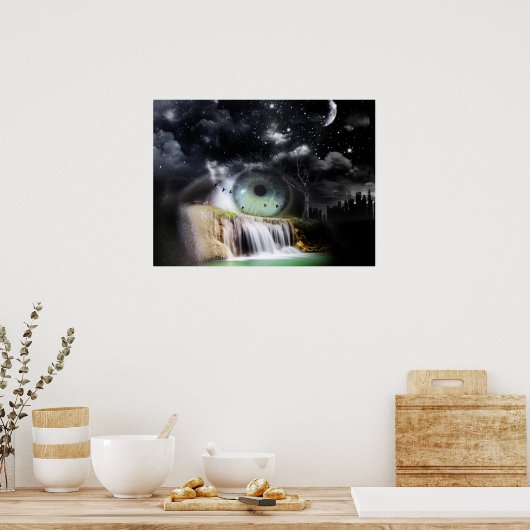 Surreal Eye watervalfantasie Poster (Keuken)