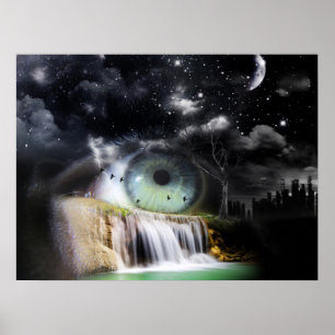 Surreal Eye watervalfantasie Poster