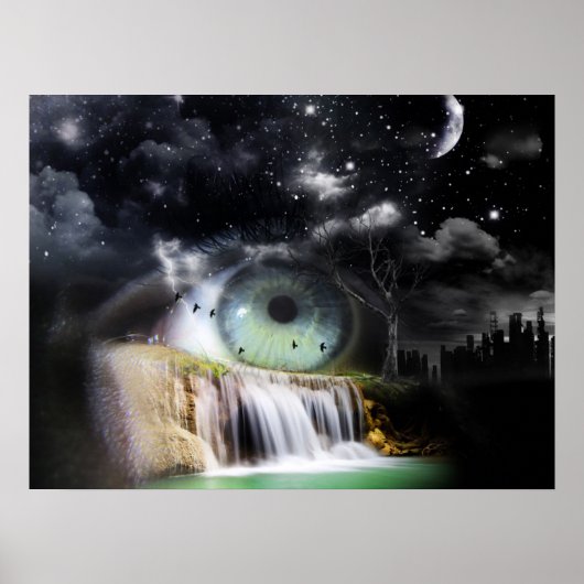 Surreal Eye watervalfantasie Poster (Voorkant)