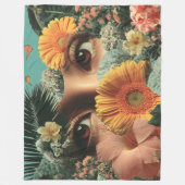 Surreal Eyes and Flowers with Butterflies Fleece Deken (Voorkant)
