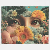 Surreal Eyes and Flowers with Butterflies Fleece Deken (Voorkant (Horizontaal))