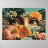 Surreal Eyes and Flowers with Butterflies Poster (Voorkant)