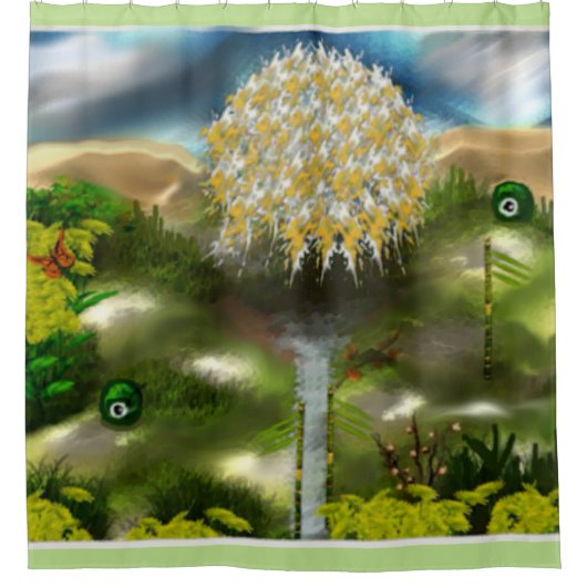 Surreal Eyes Dream of Dandelions Abstracte Art Douchegordijn (Voorkant)