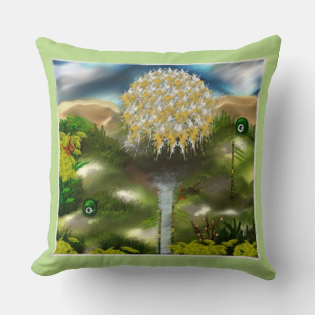 Surreal Eyes Dream of Dandelions Abstracte Art Kussen (Voorkant)