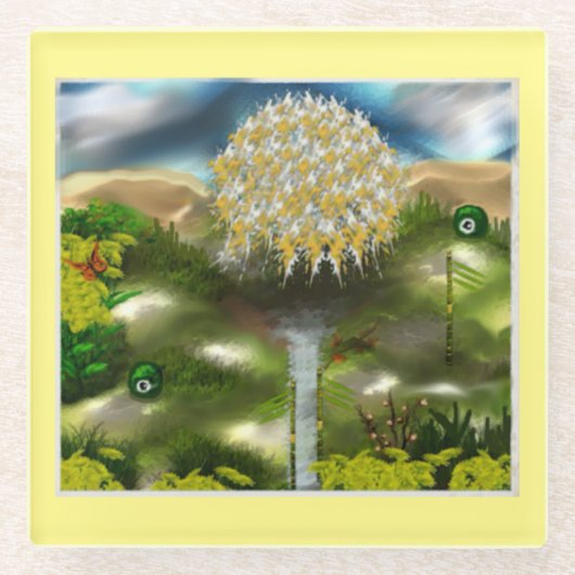 Surreal Eyes Dream of Dandelions Glazen Onderzetter (Voorkant)