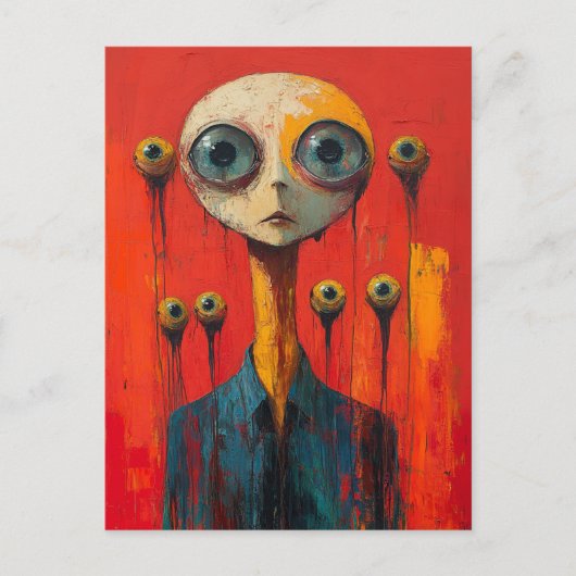 Surreal Face With Several Eyes Briefkaart (Voorkant)