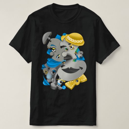 Surreal Faces & Jigsaw Puzzle Mannen T-shirt (Design voorkant)