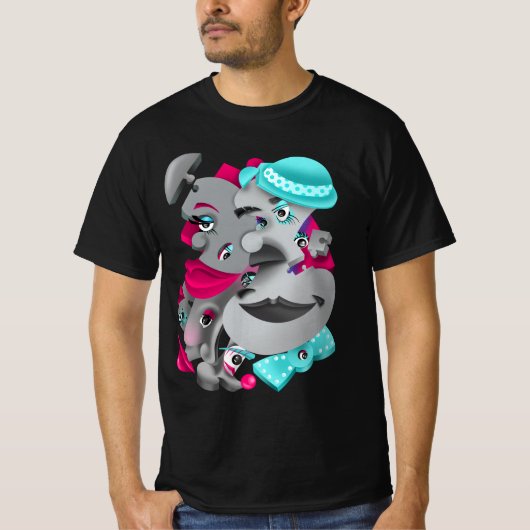 Surreal Faces & Jigsaw Puzzle Mannen T-shirt (Voorkant)