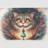 Surreal Fairytale Cheshire Cat and Alice Decoupage Tissuepapier (Voorkant)