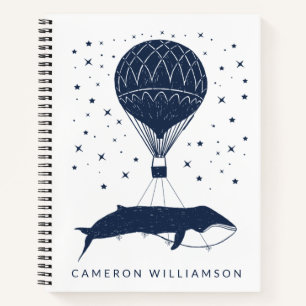 Surreal Fantasy Art Flying Whale Hot Air ballon Notitieboek