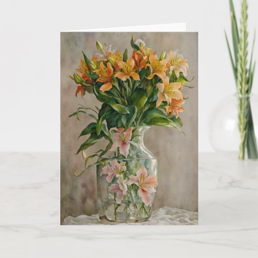 Surreal Fantasy Art Vase of Lily Flowers Noteer Ka Kaart (Voorkant)