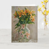 Surreal Fantasy Art Vase of Lily Flowers Noteer Ka Kaart (Gele Bloem)