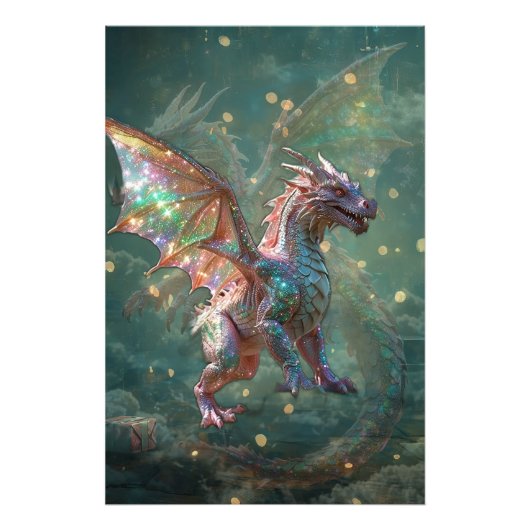 ** Surreal Fantasy Dragon Wall Art 34 Foto Afdruk (Voorkant)