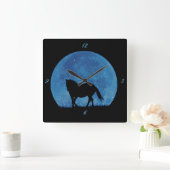 Surreal Fantasy Horse and Moon Vierkante Klok (Huis)