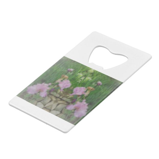 Surreal Fantasy Iris Floral Path Creditkaart Flessenopener (Achterkant Gekanteld)