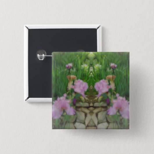 Surreal Fantasy Iris Floral Path Vierkante Button 5,1 Cm (Voorkant /achterkant)