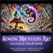 Surreal Fantasy Mushrooms Alice and Cat Tissuepapier