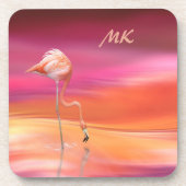 Surreal Fantasy Pink Flamingo Monogrammed Bier Onderzetter (Voorkant)