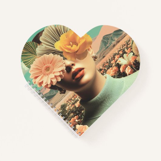 Surreal Female Portrait With Flowers Covering Eyes Notitieboek (Voorkant)