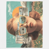 Surreal female portrait with retro sunglasses fleece deken (Voorkant)