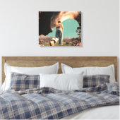 Surreal figuur dat een melkwegpoort binnenloopt canvas afdruk (Insitu (Slaapkamer))