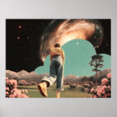 Surreal figuur dat een melkwegpoort binnenloopt poster (Voorkant)