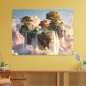 Surreal Floating Cliffs With Waterfalls Canvas Afdruk (Insitu (Woonkamer))