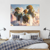 Surreal Floating Cliffs With Waterfalls Canvas Afdruk (Insitu (Slaapkamer))