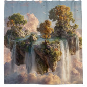 Surreal Floating Cliffs With Waterfalls Douchegordijn (Voorkant)