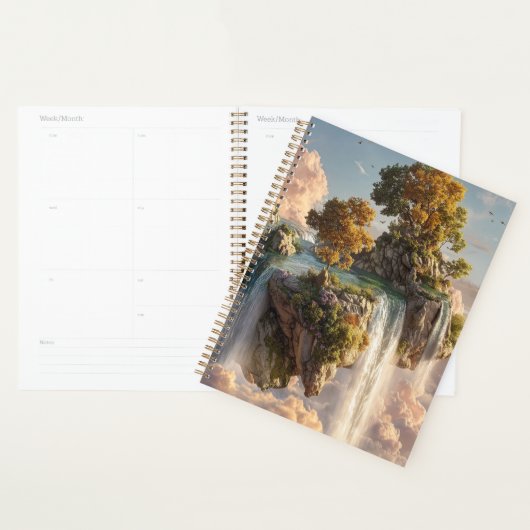 Surreal Floating Cliffs With Waterfalls Planner (Display)