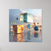 Surreal Floating Cubes And Spheres Canvas Afdruk (Voorkant)