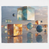 Surreal Floating Cubes And Spheres Fleece Deken (Voorkant (Horizontaal))