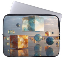 Surreal Floating Cubes And Spheres Laptop Sleeve
